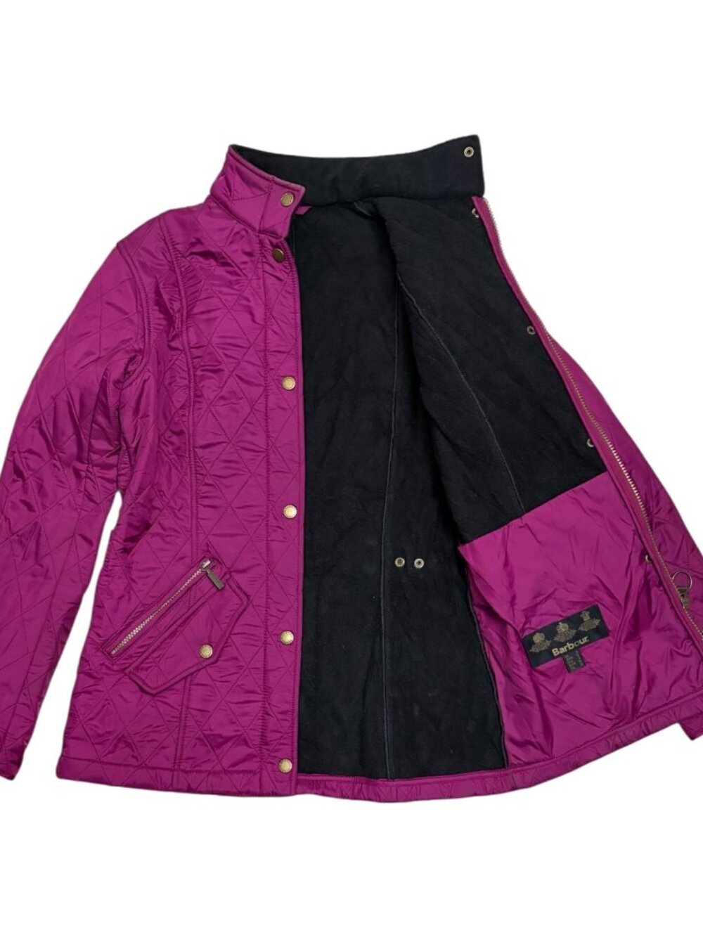 BARBOUR Kensington Quilt Quilted Pink Fleece-Lined Winter Jacket Womens 4 - Picture 5 of 8